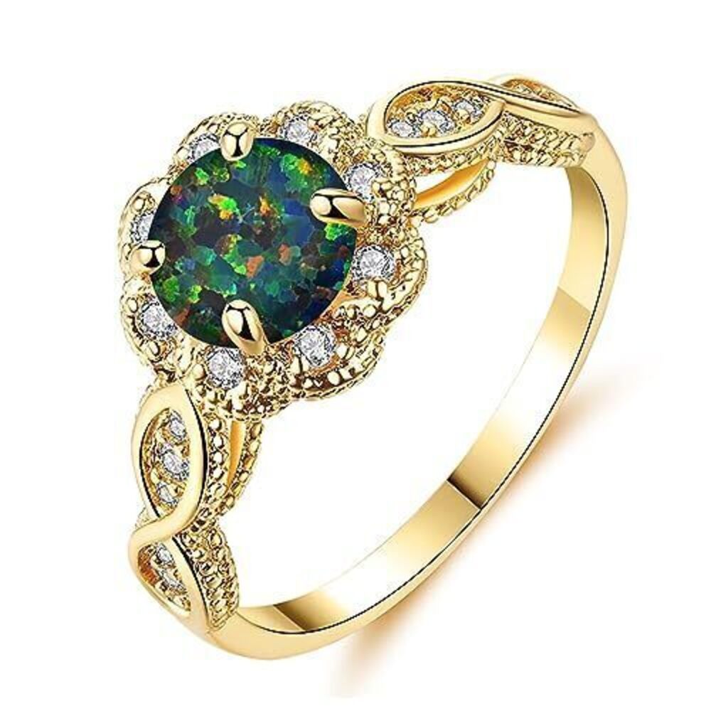 5612 Gold Wedding Bands Trendy Promise Rings-18K Gold Plated Black Fire